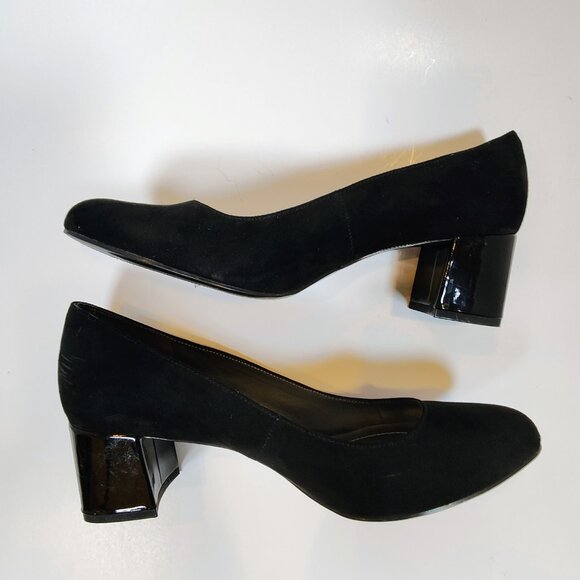 Bandolino Women's 8M Black Suede Chunky Heel Pumps - Picture 7 of 10